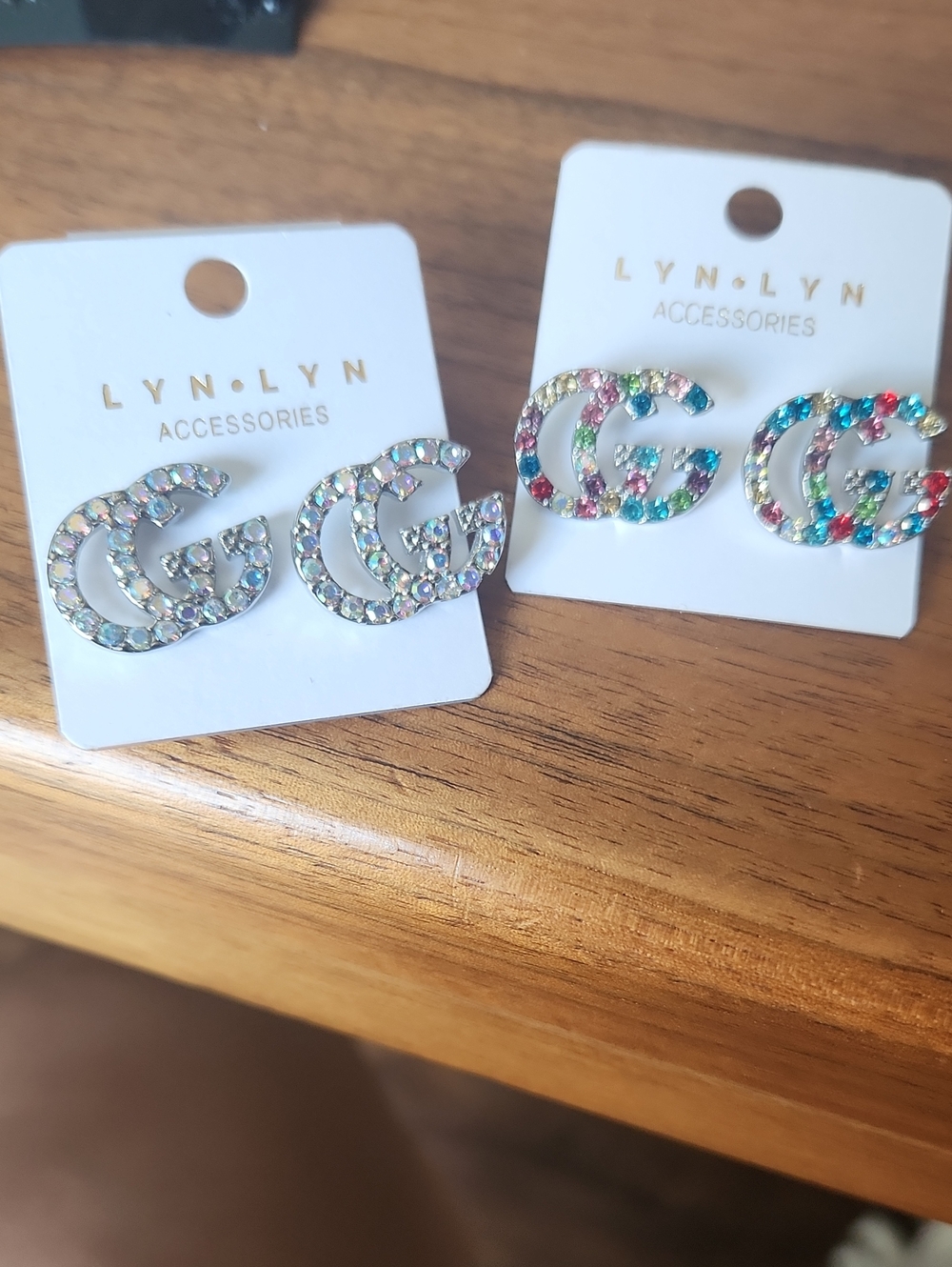Fashion Jewelry Multicolor Crystal GG Stud Earrings